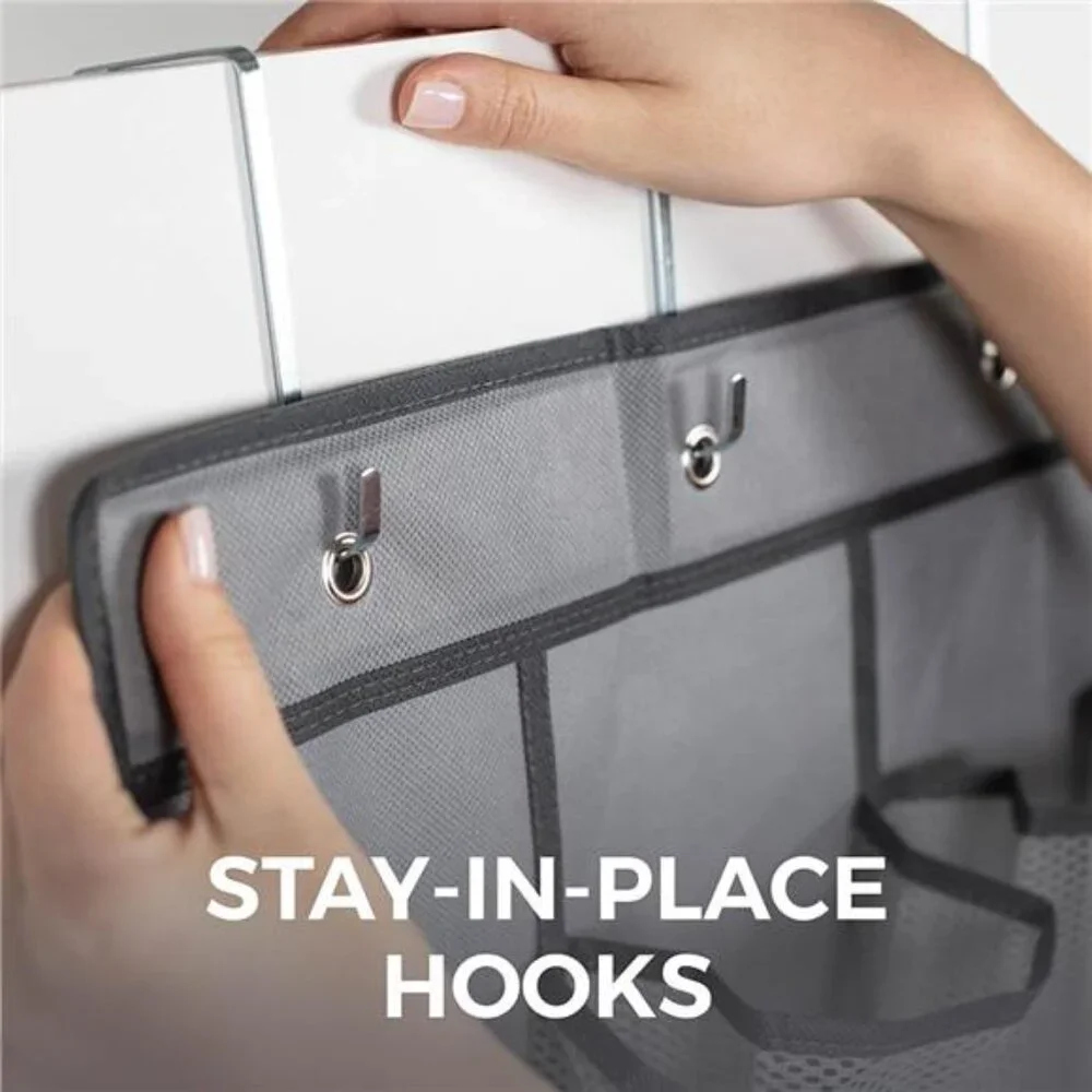 Over Door Shoe Organizer Hanging Closet Storage 24 Pocket Mesh 2 Pack Gray